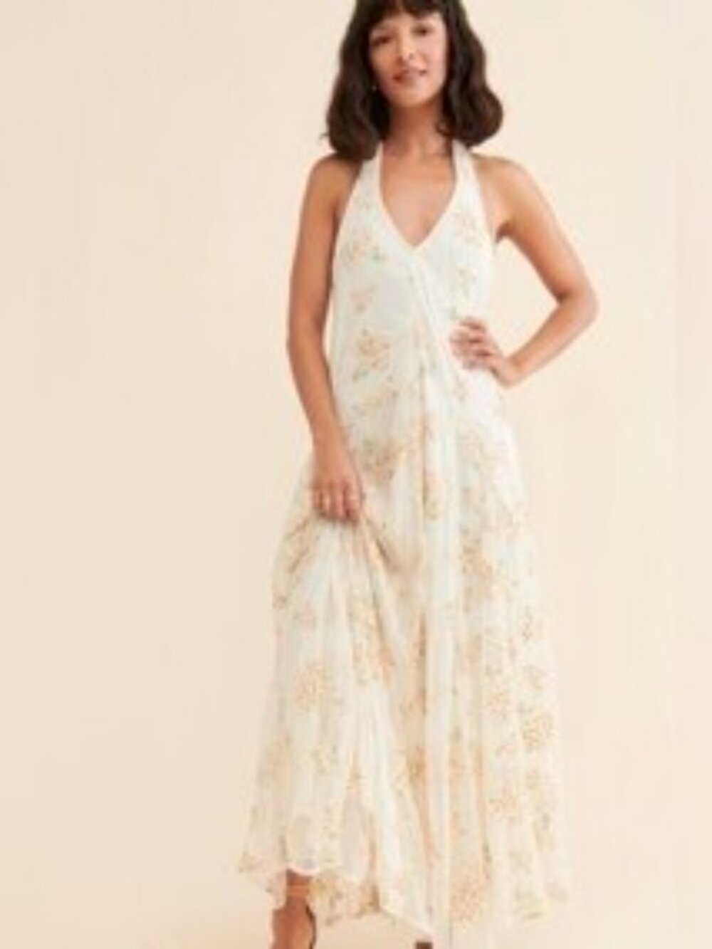 FP NWT Embroidered Holding On Convertible Maxi Dress - M โ Ivory/Orange Blossom - Picture 2 of 3